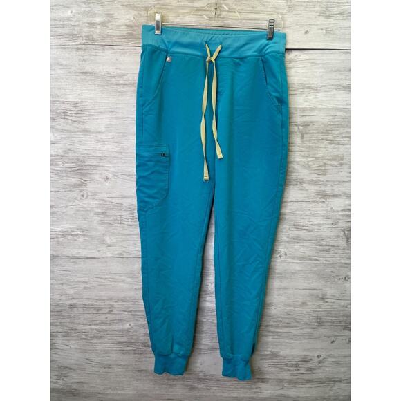 Figs Pants - Figs Scrub Bottoms Womens Small Blue Drawstring Waist Tapered Jogger